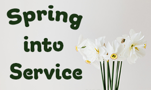 Flowers with words Spring into Service