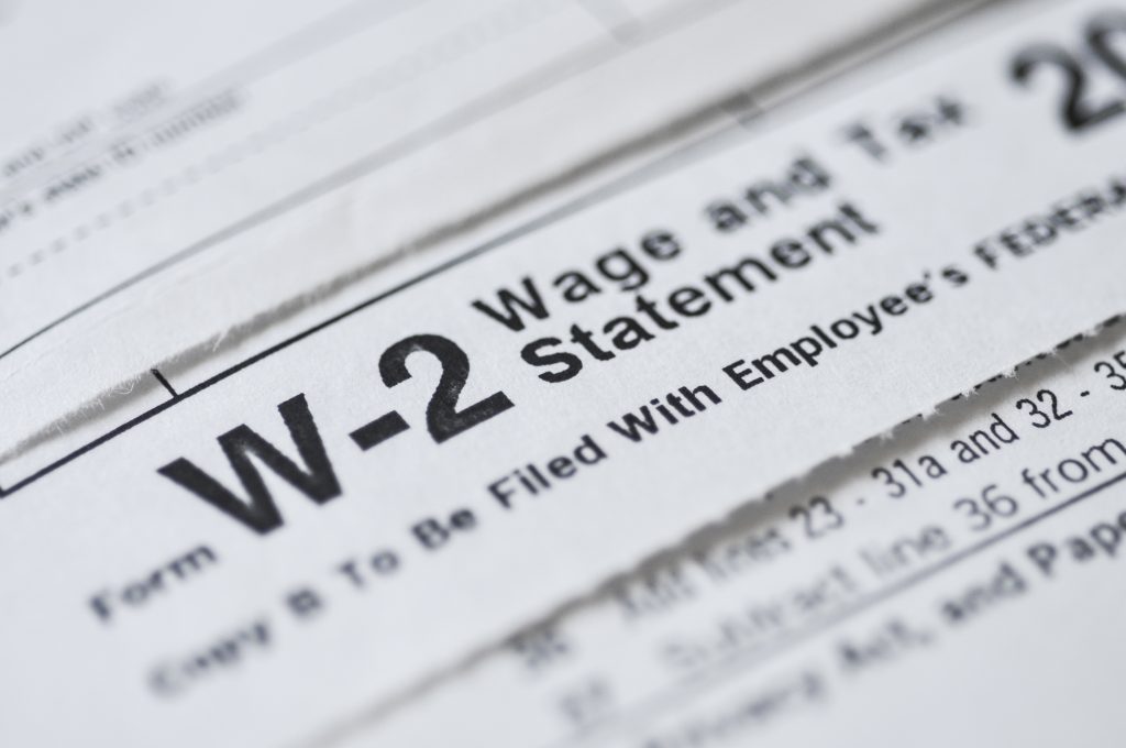 W-2 form Wages and Tax Statement