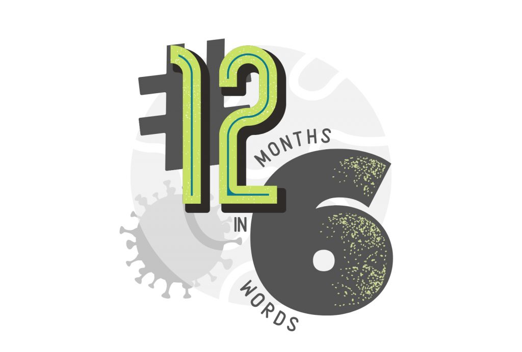 Logo with the words # 12 months in six words