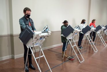 Students voting at the Bone Student Center