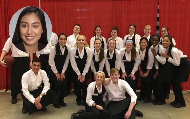 Areli Ramirez current profile picture and picture of her and catering staff during time on campus