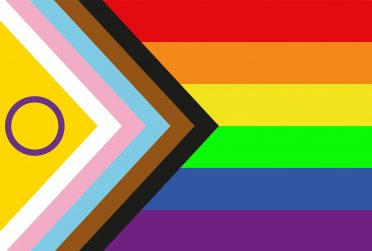 intersex inclusive pride progress flag created by Valentino Vecchietti created this redesign of the Pride flag for Intersex Equality Rights UK’s Intersex Inclusion and Visibility campaign