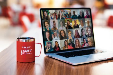Cup and laptop, featuring EdBird Educators
