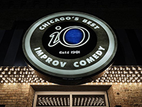image of Chicago iO sign with the words Chicago's Best Improv Comedy iO, established 1981