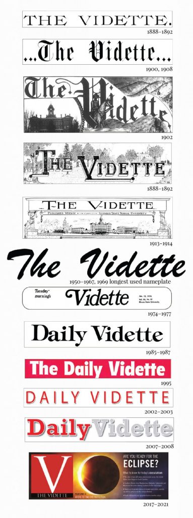 The Vidette mastheads through the years