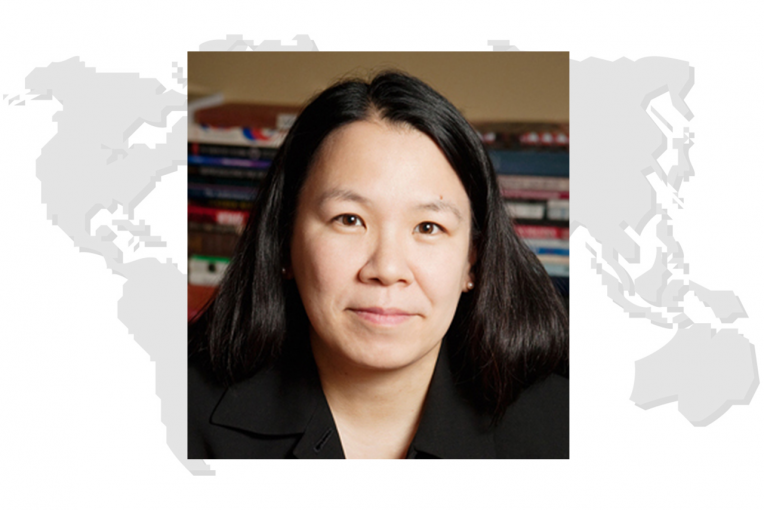 Image of Dr. Wong on stylized world map background