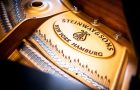 View of the piano plate depicting the Steinway & Sons logo