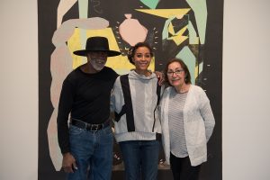 Artist and her parents at gallery