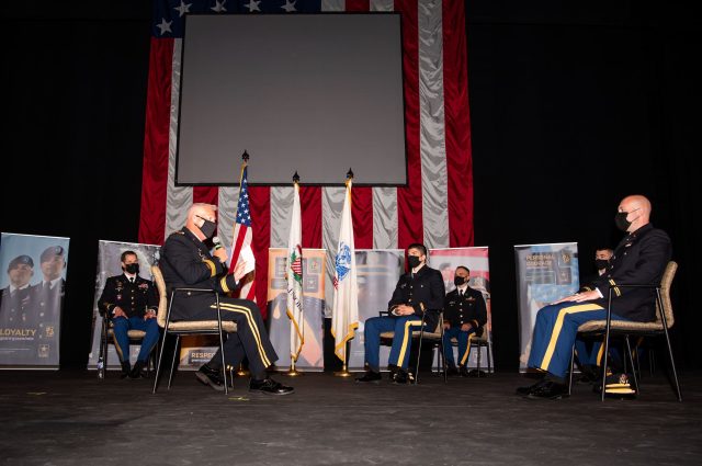 ROTC members on a stage