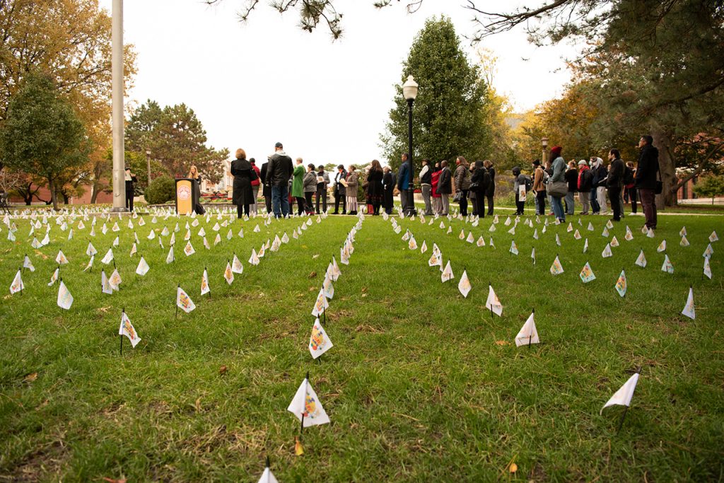 1,000 small flags on the Quad