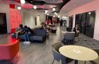 Students lounging on the concourse in the Bone Student Center.