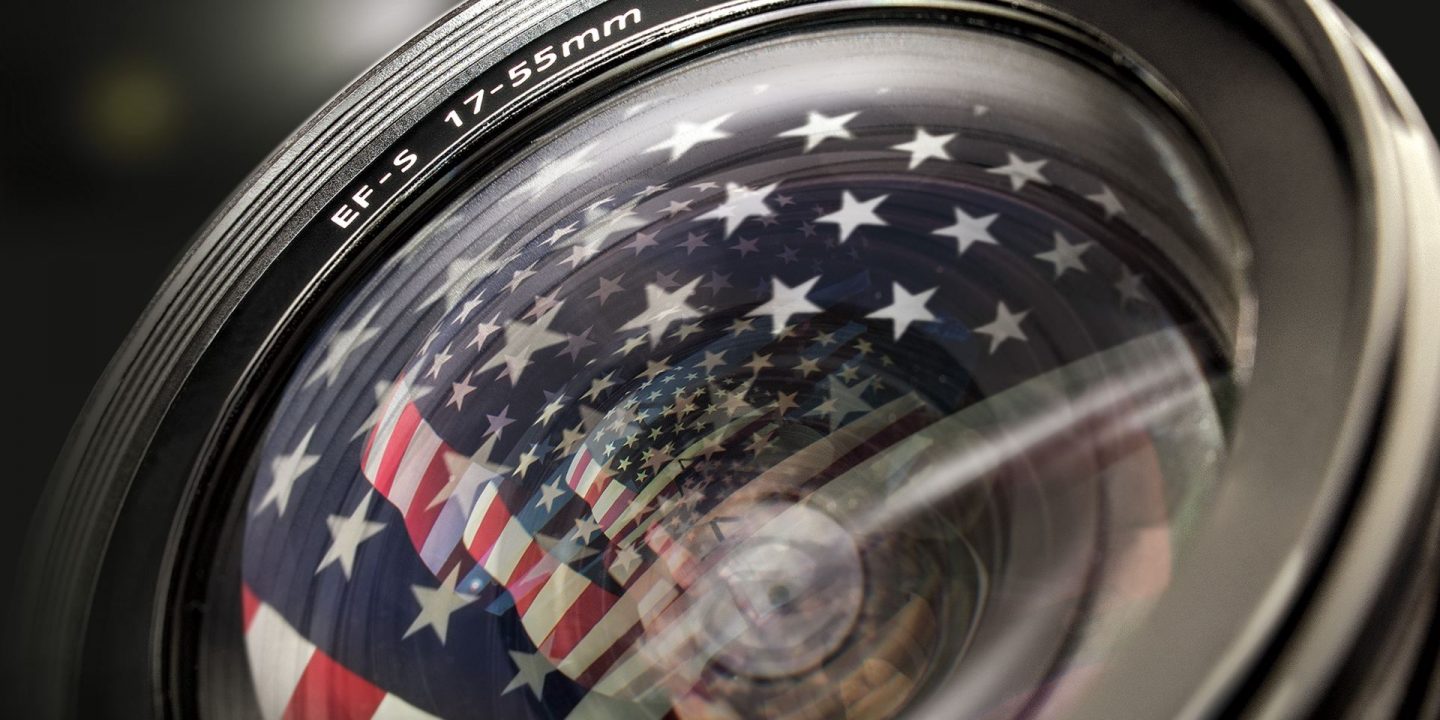 Illinois State alumni magazine cover summer 2016 showing a camera lens with the U.S. flag reflection
