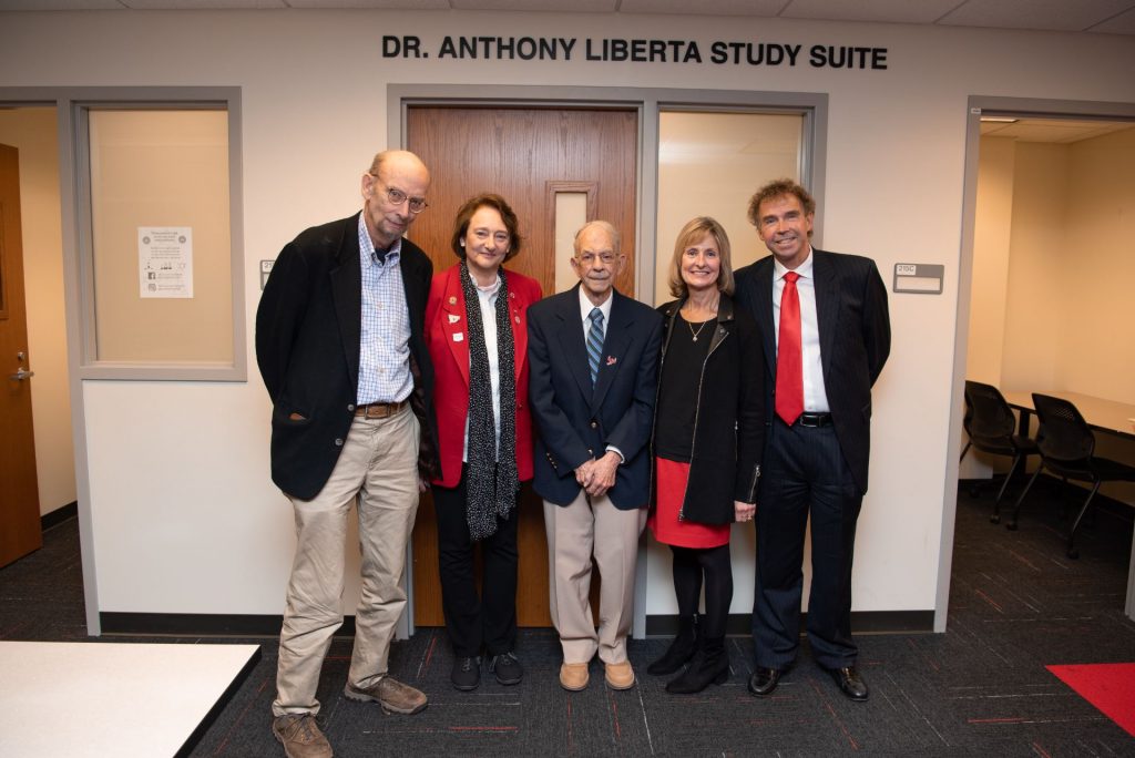 From left: Dr. R. Michael Miller, Dr. Ann Gould, Dr. Anthony Liberta, Dr. Kathy Bohn, and Dr. Thomas Nielsen