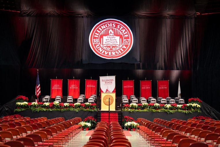 A photo of the commencement stage.