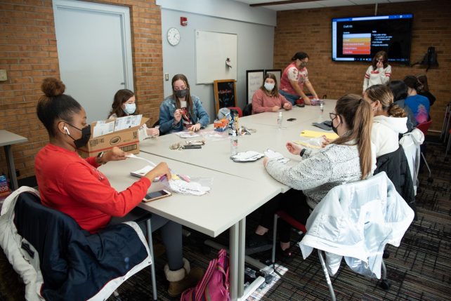 Illinois State students made a #RedbirdImpact at the Dr. Martin Luther King Jr. Day of Service event held January 21 at the Center for Civic Engagement. Students put together “I Have A Dream” cloud craft kits for children at the YWCA.