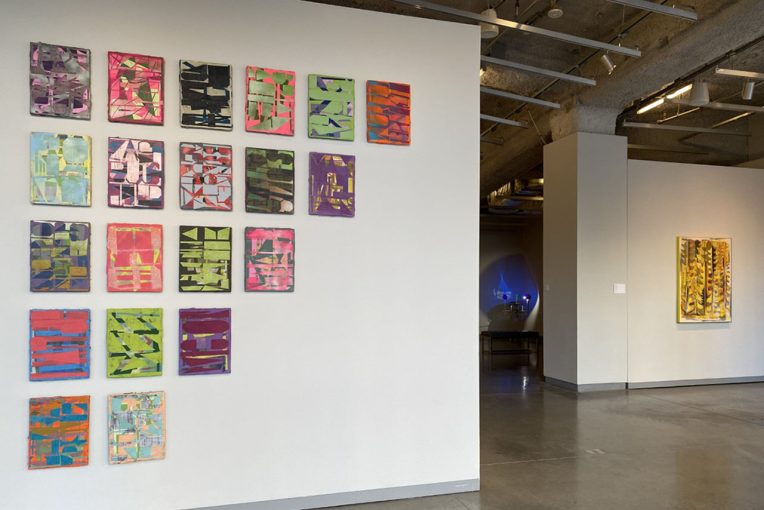 A view of three art installations by ISU faculty and staff presented at University Galleries during the 2022 Faculty Biennial