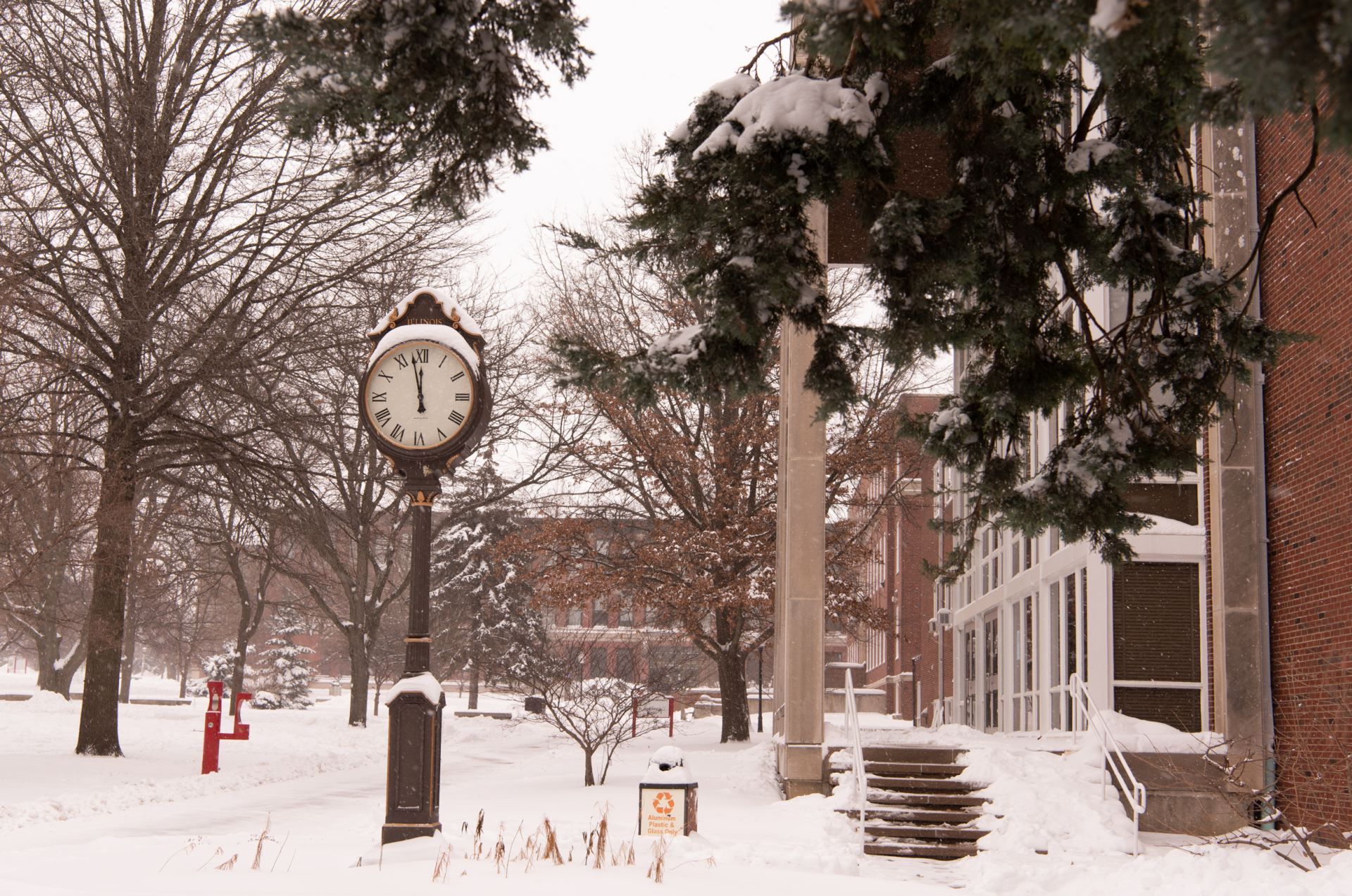 The clock on The Illinois State Quad.