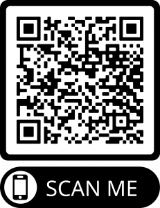 Black and white QR code for event registration