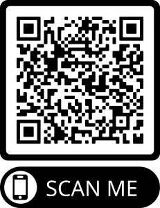 Black and white QR code to register for event