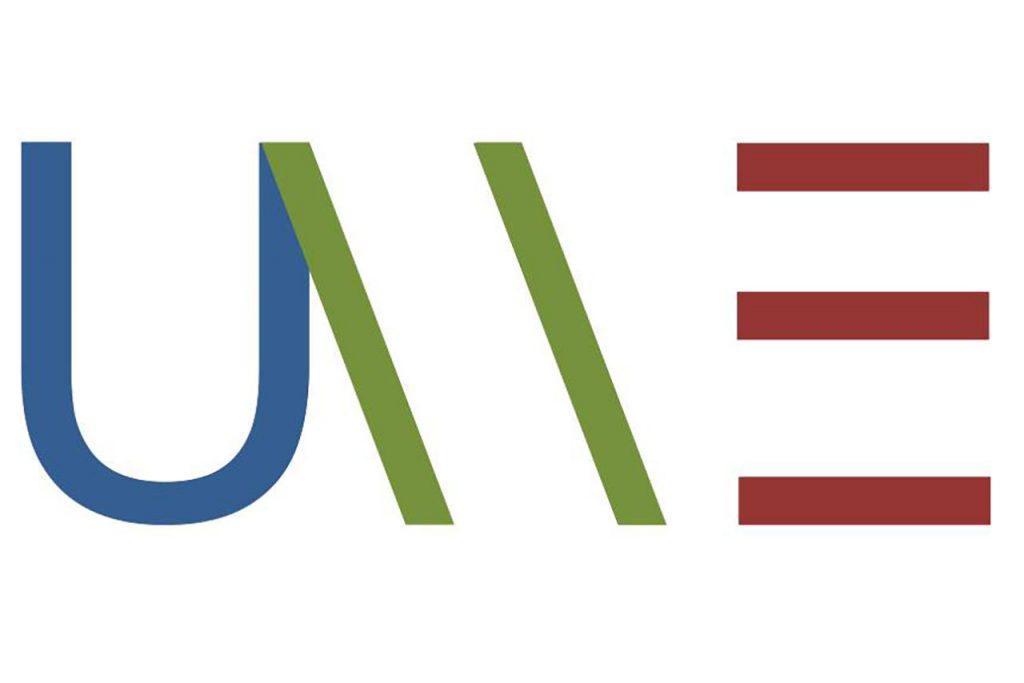 logo of Undergraduate Women in Economics with artistic look for letters UWE