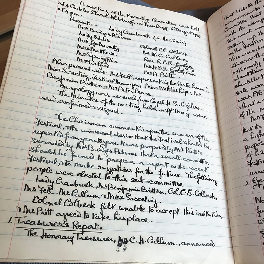Photo of The Executive Committee Minutes Book. 
