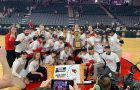 Illinois State women's basketball celebrating on court