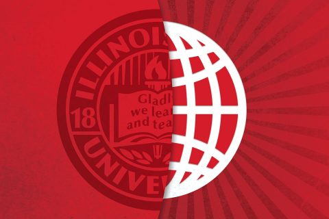 graphic of Illinois State University seal and globe