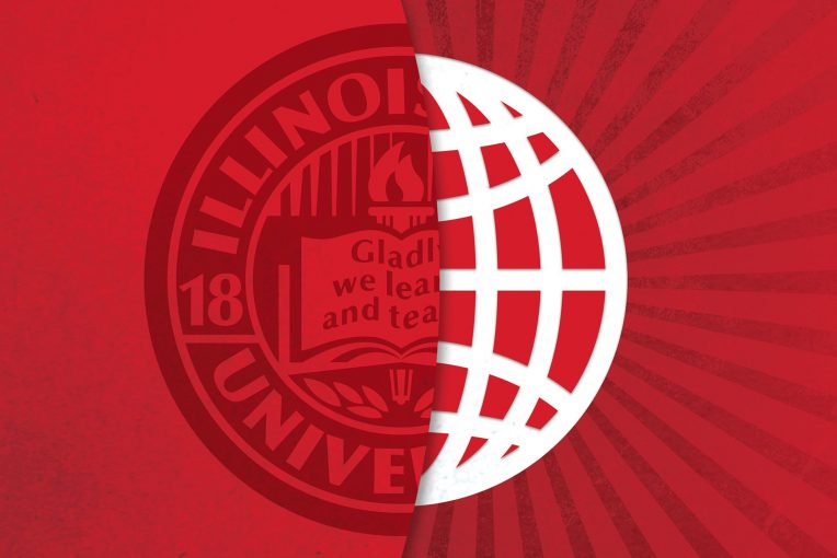 graphic of Illinois State University seal and globe