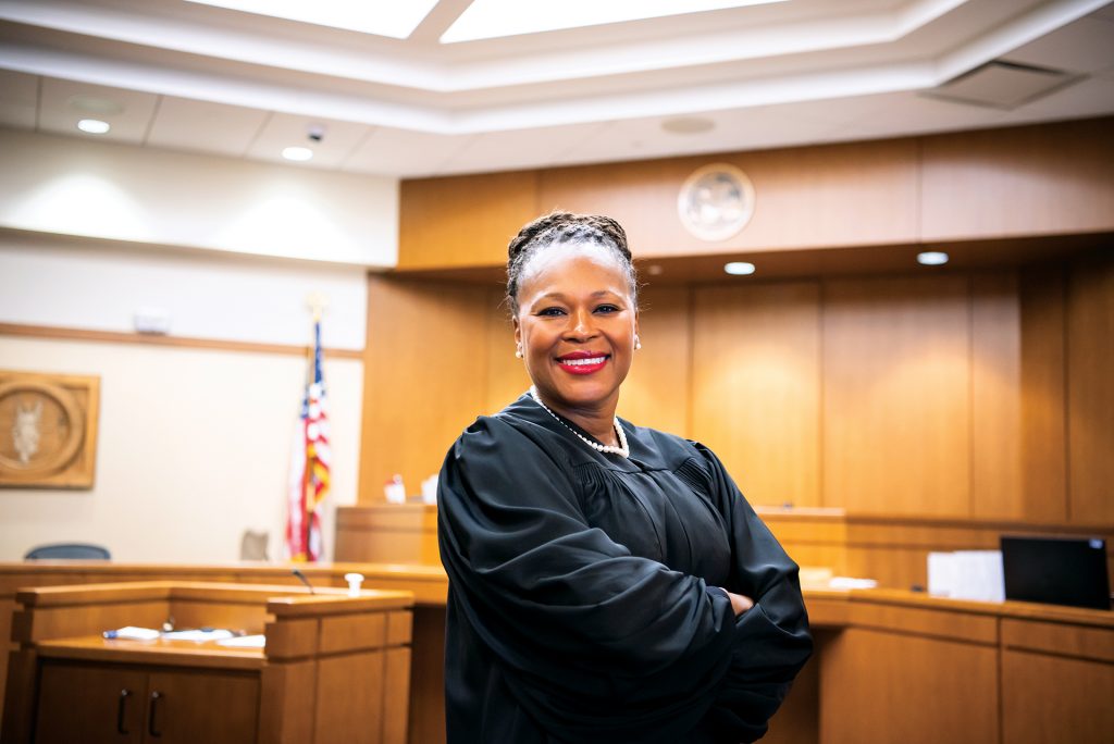Judge Carla Barnes in a courtroom
