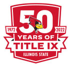 Illinois State University logo with the wording 1972 50 years of Title IX Illinois State 2022
