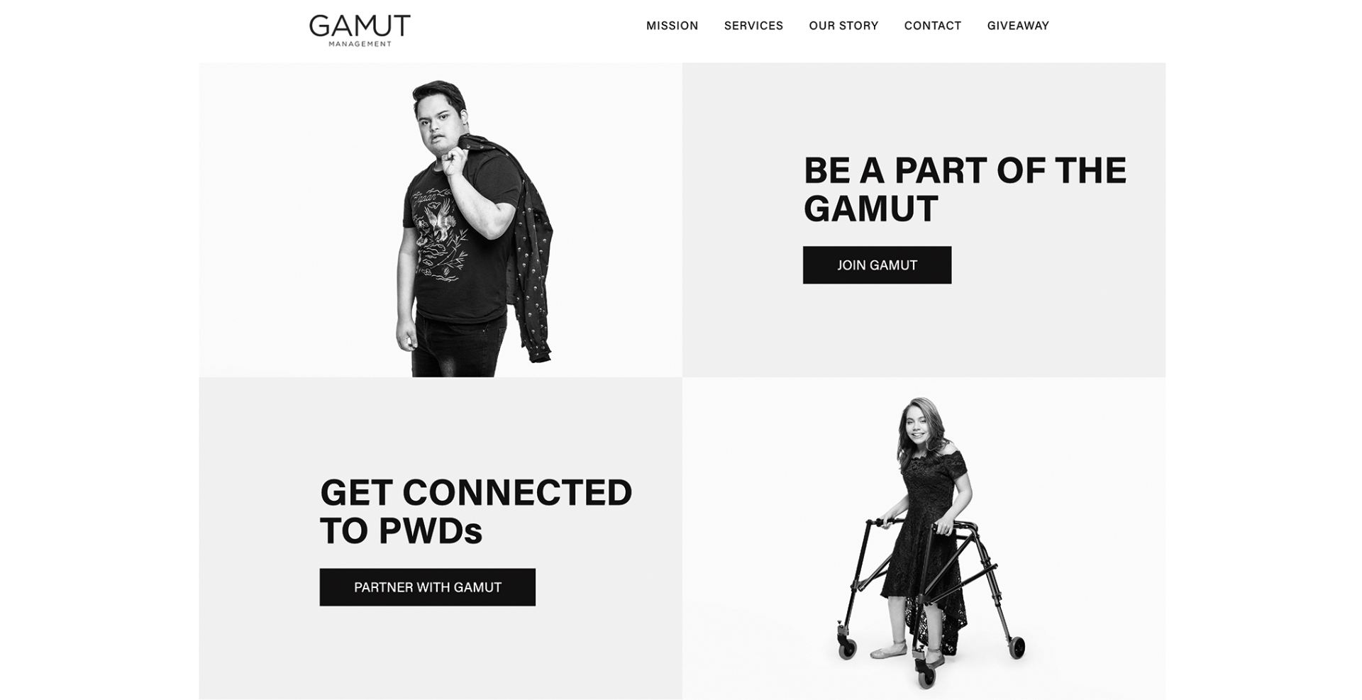 Images from Gamut Management with wording Get Connected to PWDs (Partner with Gaumut) and Be a part of the Gamut (Join Gamut)