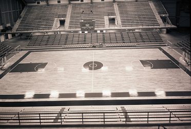 Black and white photo of Horton Field House