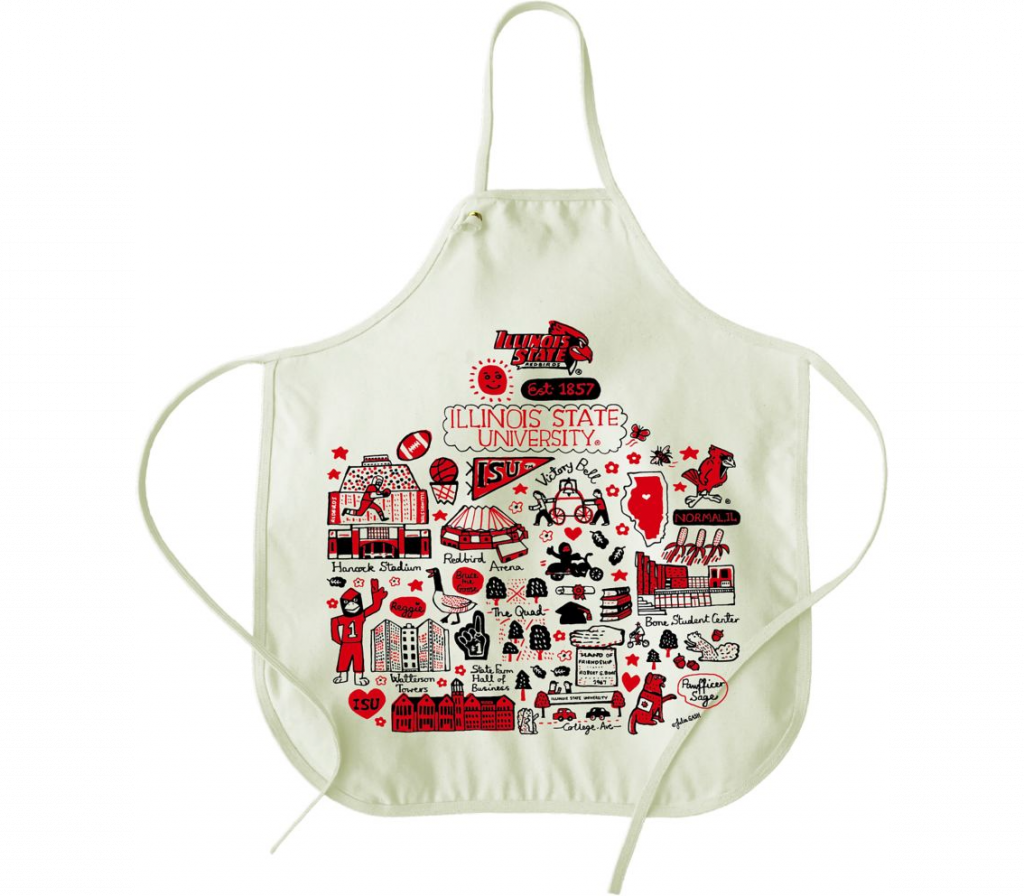 Apron with illustrated ISU monuments and traditions