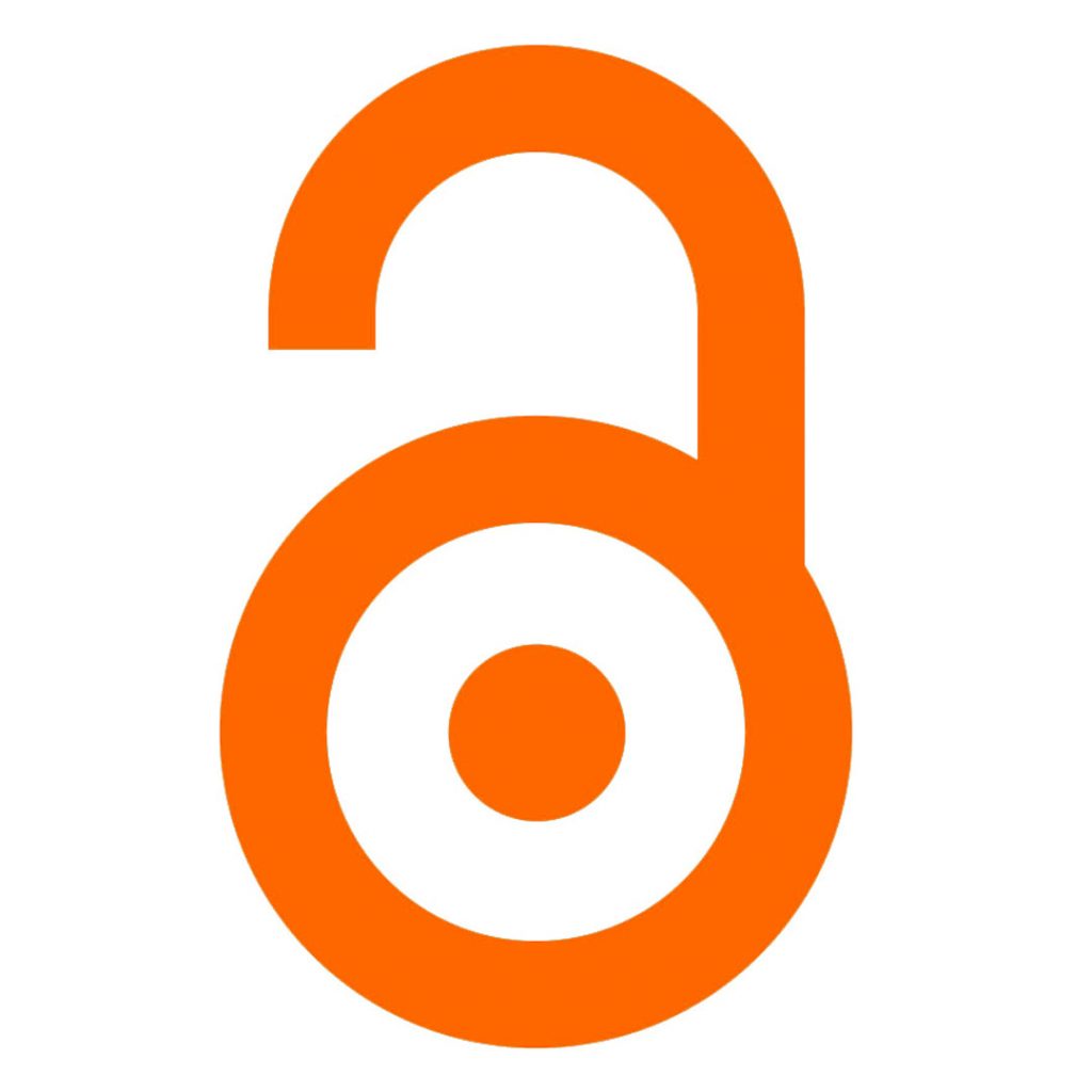 Graphic of an orange open paddlock that serves as the Open Access symbol