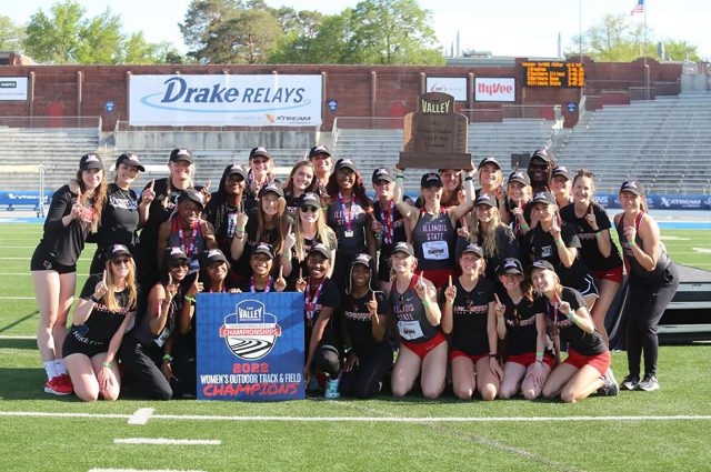 group shot of the Illinois State women's Missouri Valley Conference (MVC) Outdoor Championship team