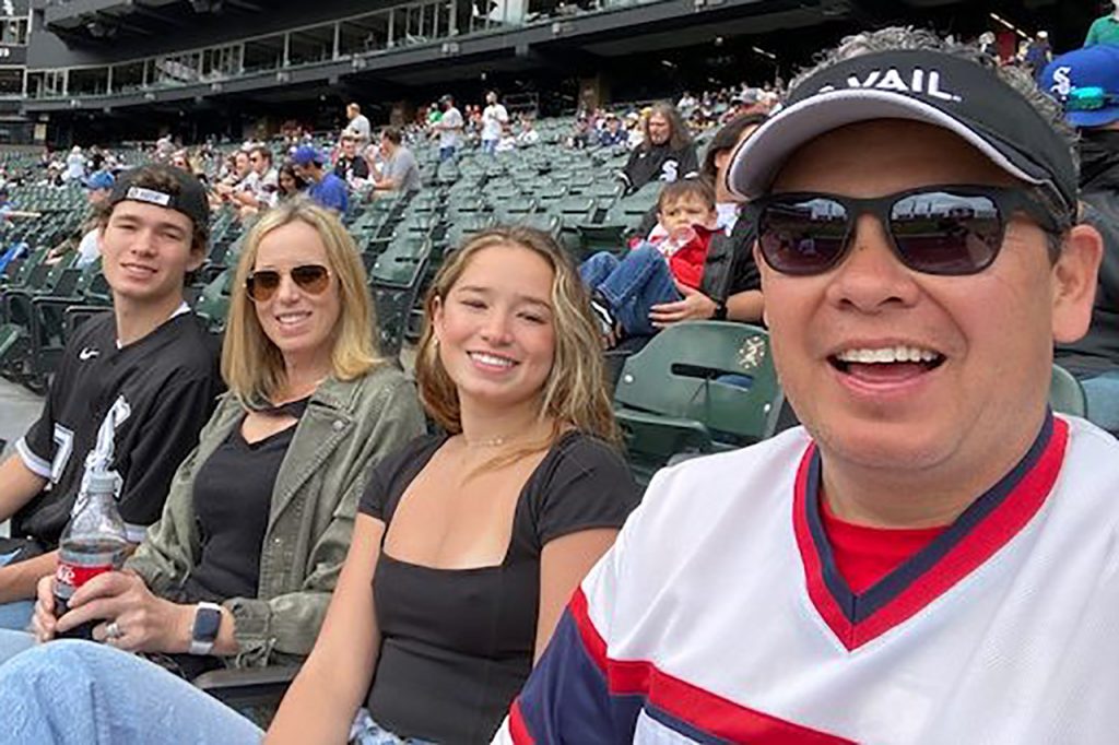 Tom Sheridan and his family at a Chicago White Sox game