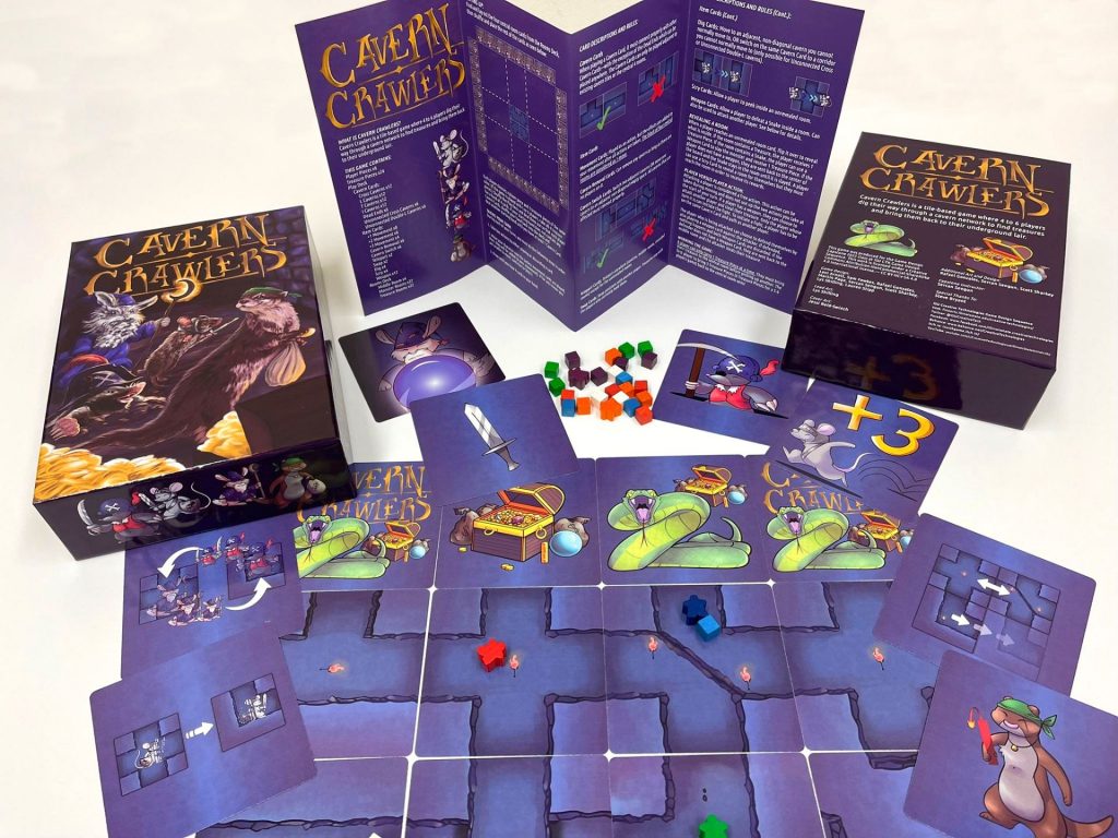 Purple board game set.