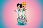 two animated figures standing on a disco ball