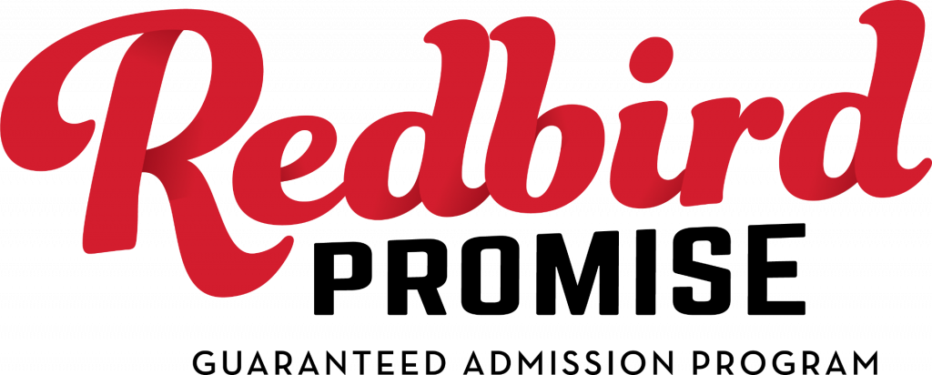 Logo that says "Redbird Promise guaranteed Admission Program" in red and black text