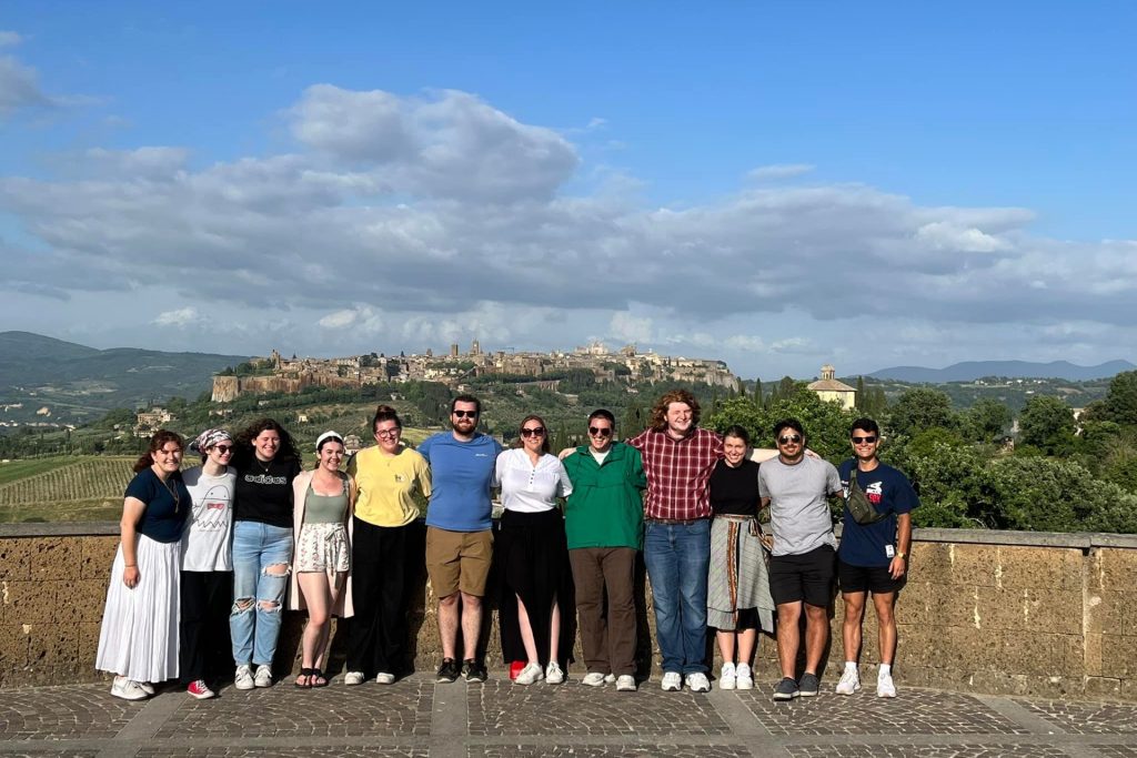 Students standing in Orvieto, Italy