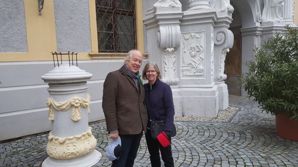 John and Kathy Rennick pose in Dürnstein, Austria.
