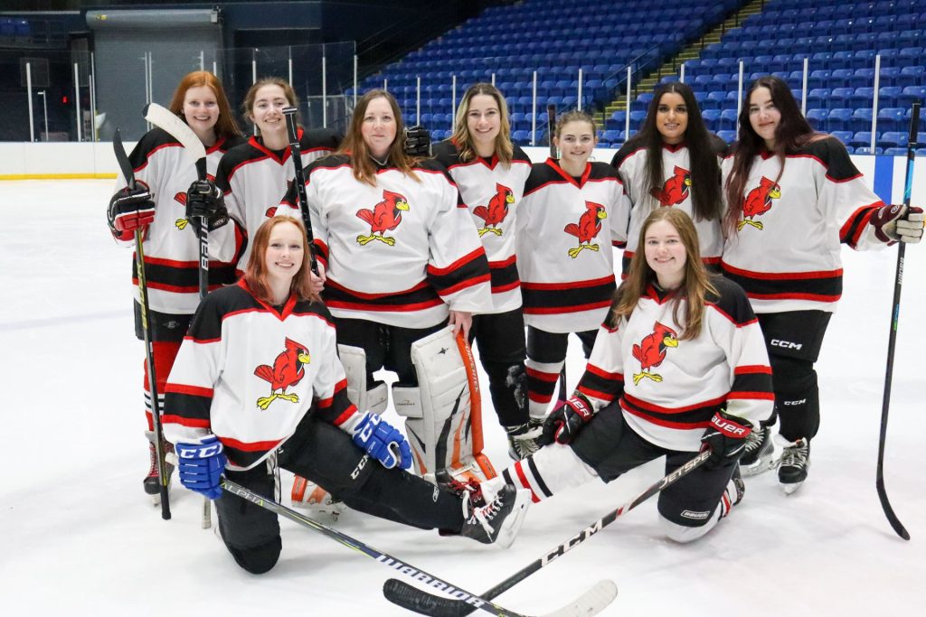 group photo of the Illinois State Women's Ice Hockey Club