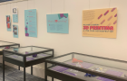 Signs and display cases featured in Milner Library's 3D printing exhibit