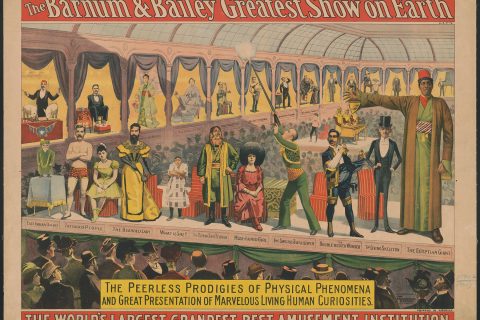 A poster excerpt showing circus performers presented onstage as part of The Barnum & Bailey Show, circa 1899. (Image/Library of Congress Prints and Photographs Division Washington, D.C.)