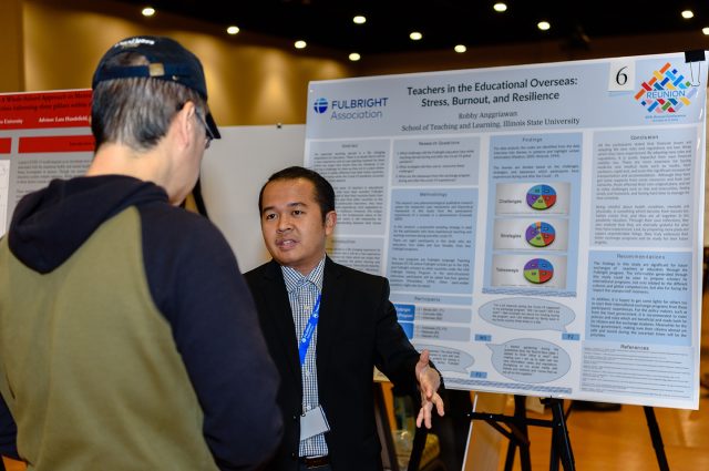 Doctoral student Robby Anggriawan presents at the University Research Symposium.