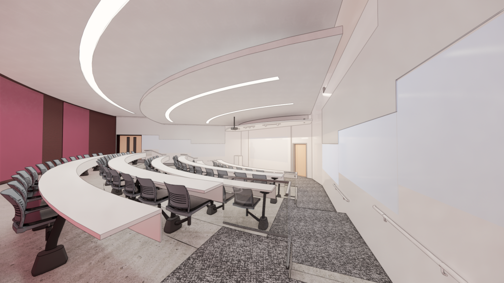 artist rendering of tiered classroom space