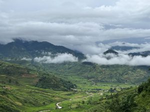 Mountain valley with clouds in Vietnam