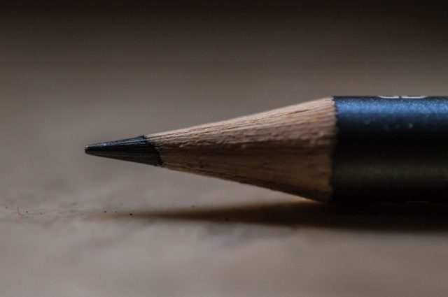 The tip of a pencil