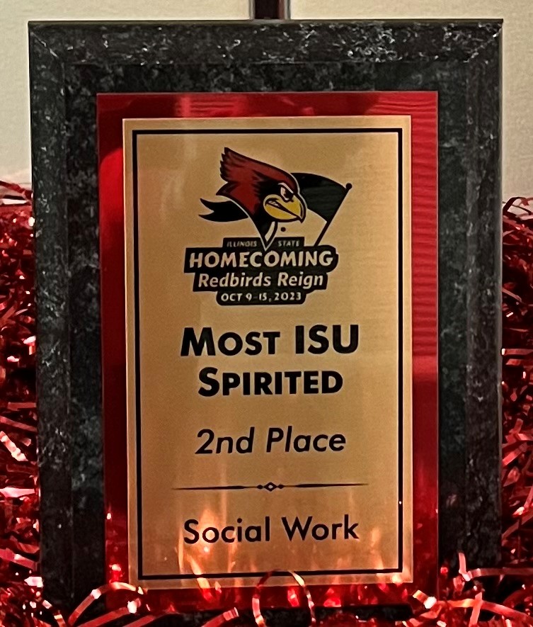 Redbird's Reign Award for School of Social Work during '23 Homecoming.