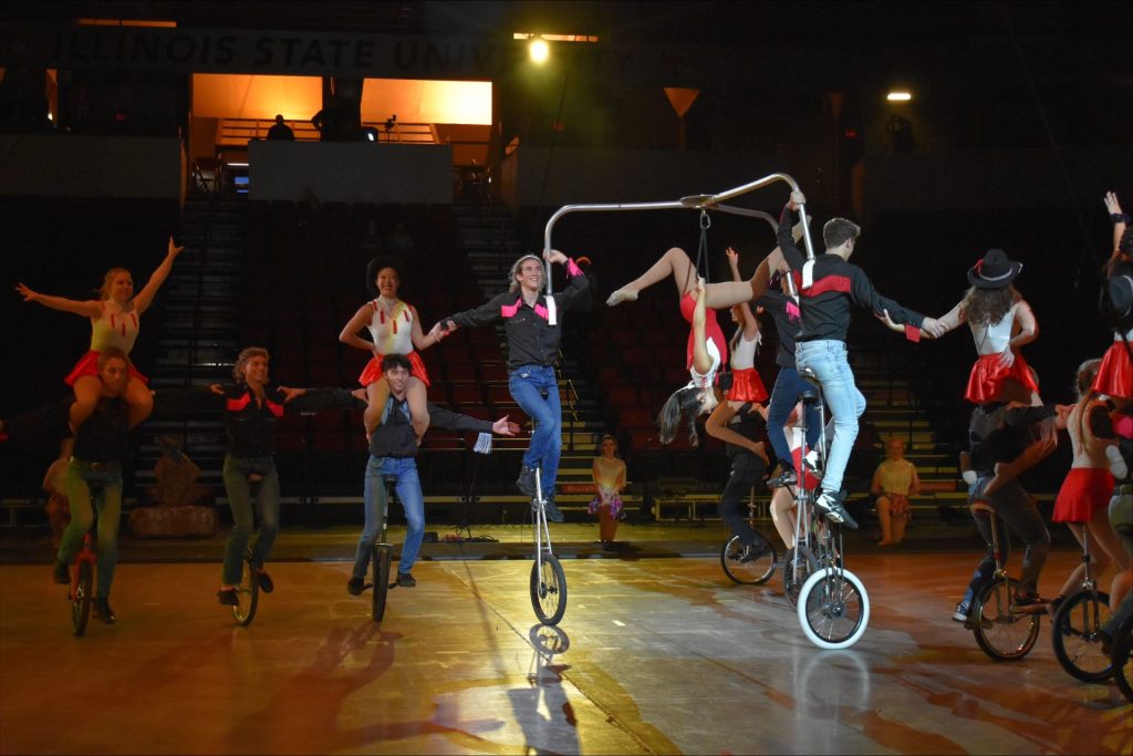 Marcheschi performing unicycle act 2023.